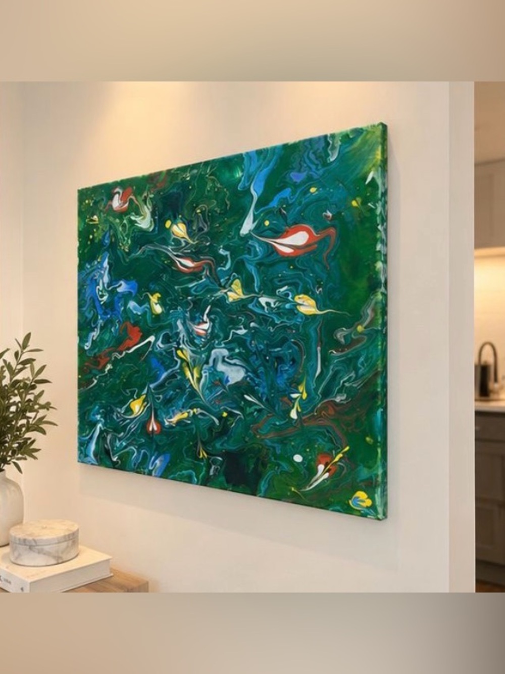 Hand Painted by me 16”x 20” Light Canvas Art Abstract Acrylic Painting - Picture 2 of 4